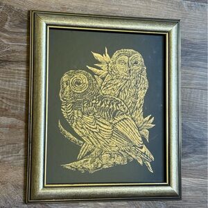 Gold Foil Owl Art